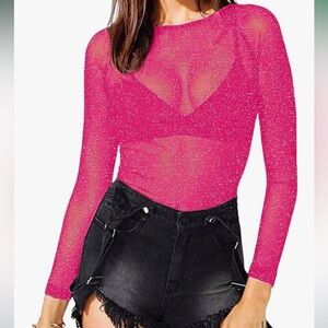 Amazon Women's Hot Pink Sheer Blouse